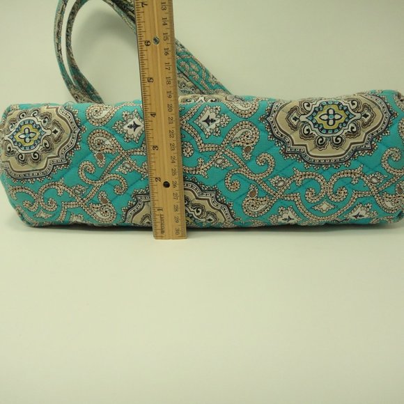 Vera Bradley TOTALLY TURQ  Shoulder Bag Tote Zip Top Purse Turquoise Paisley - Picture 13 of 14